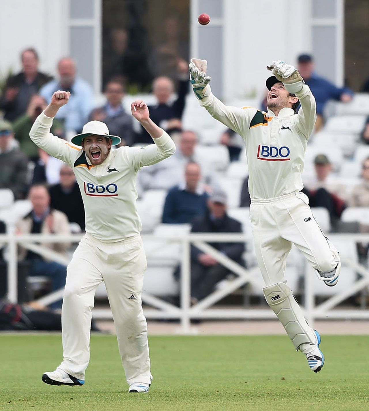 Chris Read claims one of his four second-innings catches, Nottinghamshire v Warwickshire, County Championship, Trent Bridge, April 28, 2014
