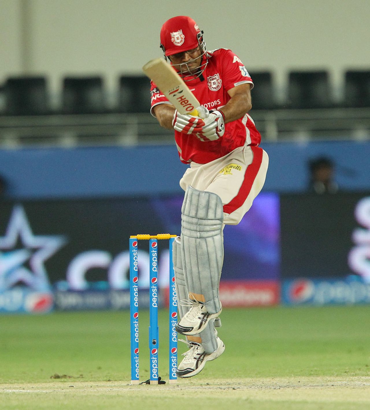 Virender Sehwag plays a wristy flick, Kings XI Punjab v Royal Challengers Bangalore, IPL 2014, Dubai, April 28, 2014