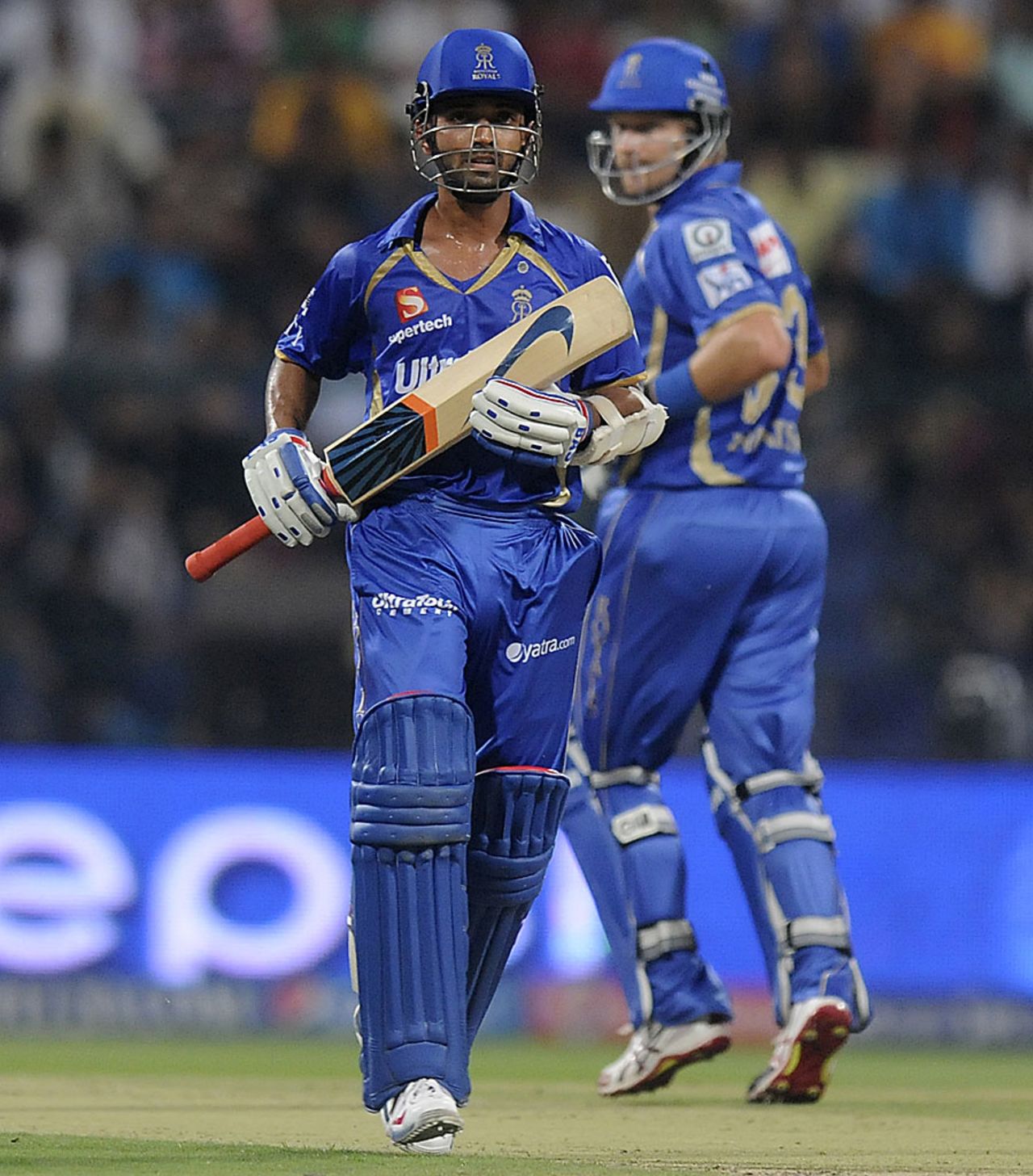 Ajinkya Rahane and Shane Watson added 64 for the third wicket, Kolkata Knight Riders v Rajasthan Royals, IPL, Abu Dhabi, April 29, 2014