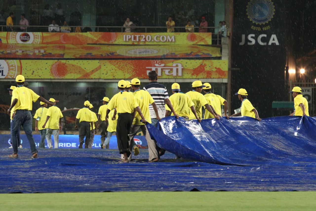 Rain delayed the start of the match, Chennai Super Kings v Kolkata Knight Riders, IPL 2014, Ranchi, May 2, 2014