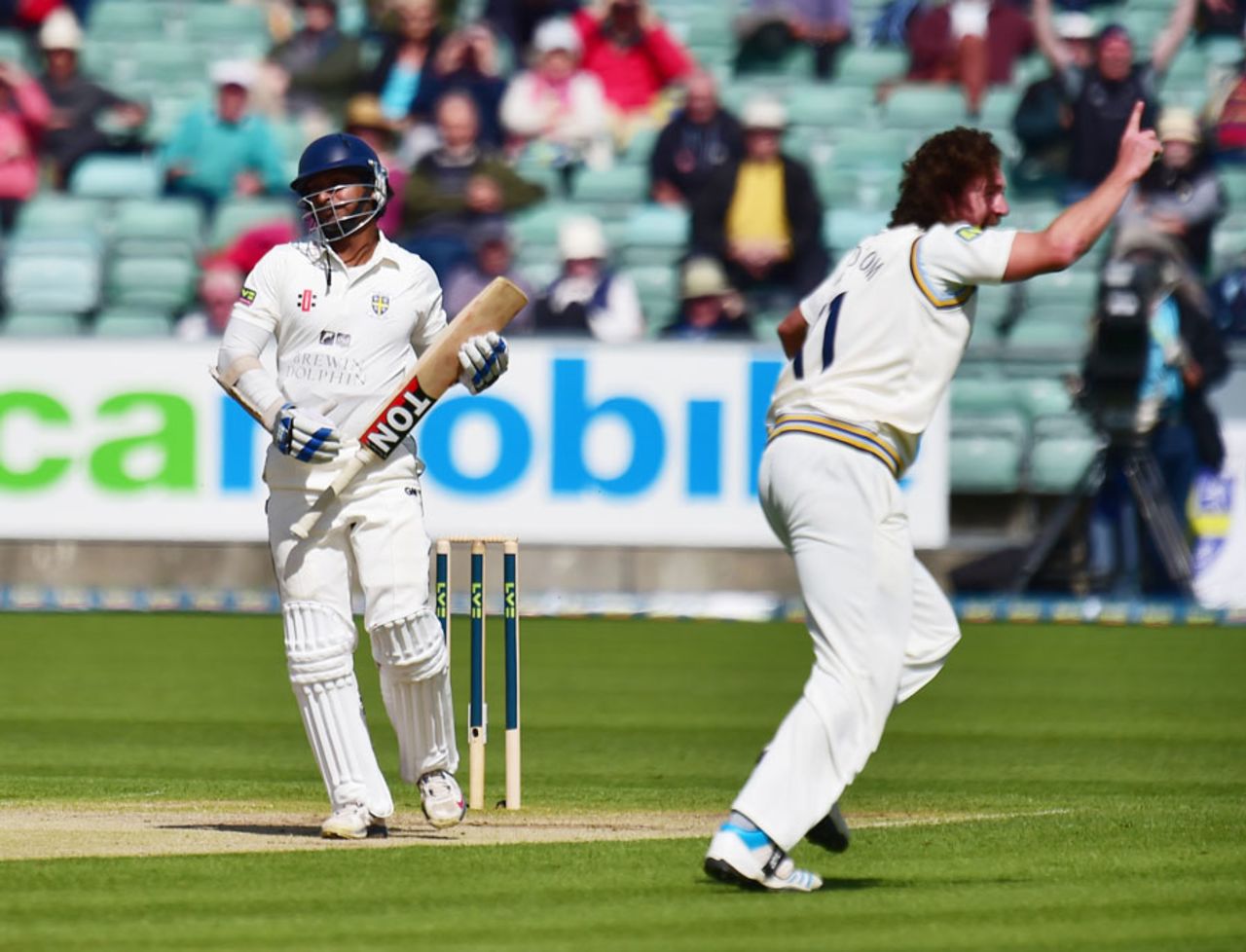 Kumar Sangakkara fell for a duck to Ryan Sidebottom, Durham v Yorkshire, County Championship, Division One, Chester-le-Street, 3rd day, May 6, 2014