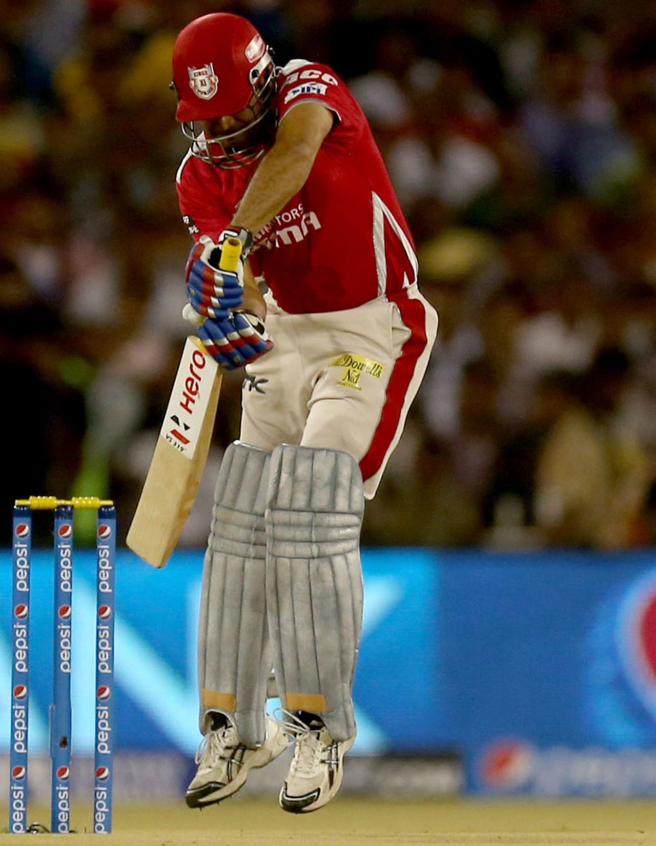 Virender Sehwag plays one off his toes, Kings XI Punjab v Chennai Super Kings, IPL 2014, Cuttack, May 7, 2014