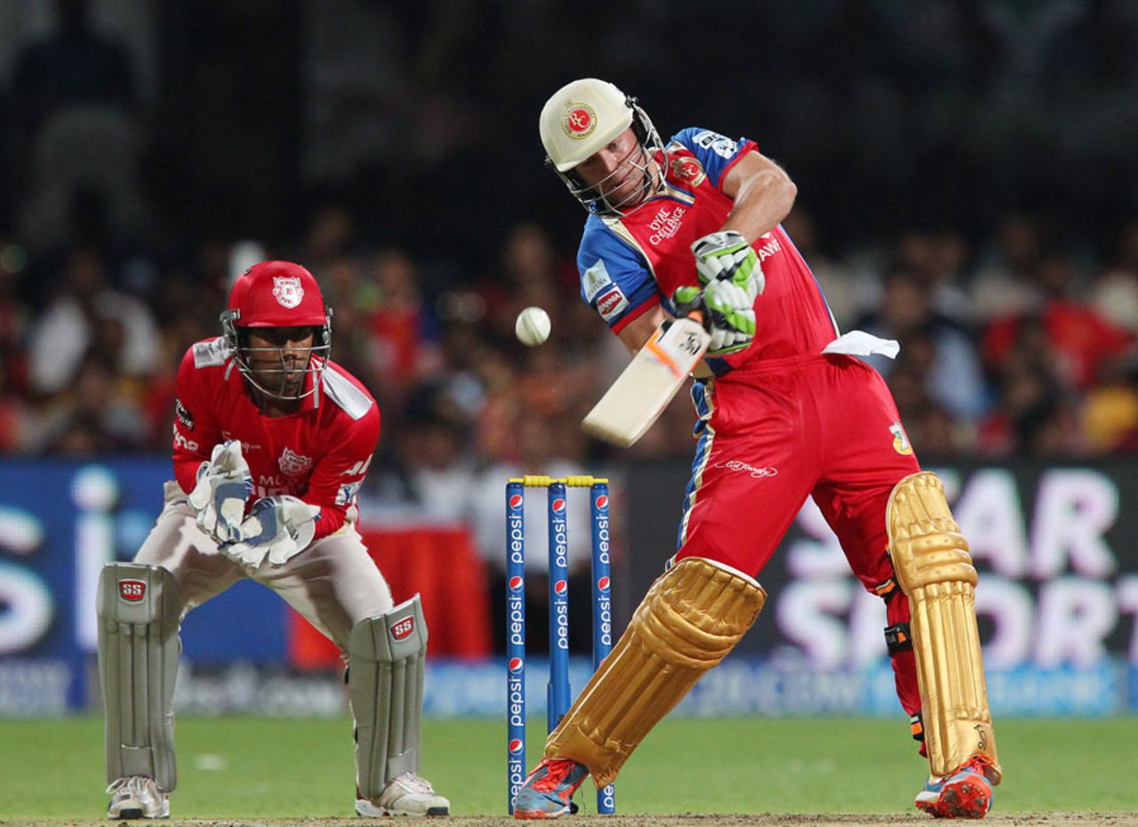AB de Villiers blitzed a quickfire half-century, Royal Challengers Bangalore v Kings XI Punjab, IPL 2014, Bangalore, May 9 2014