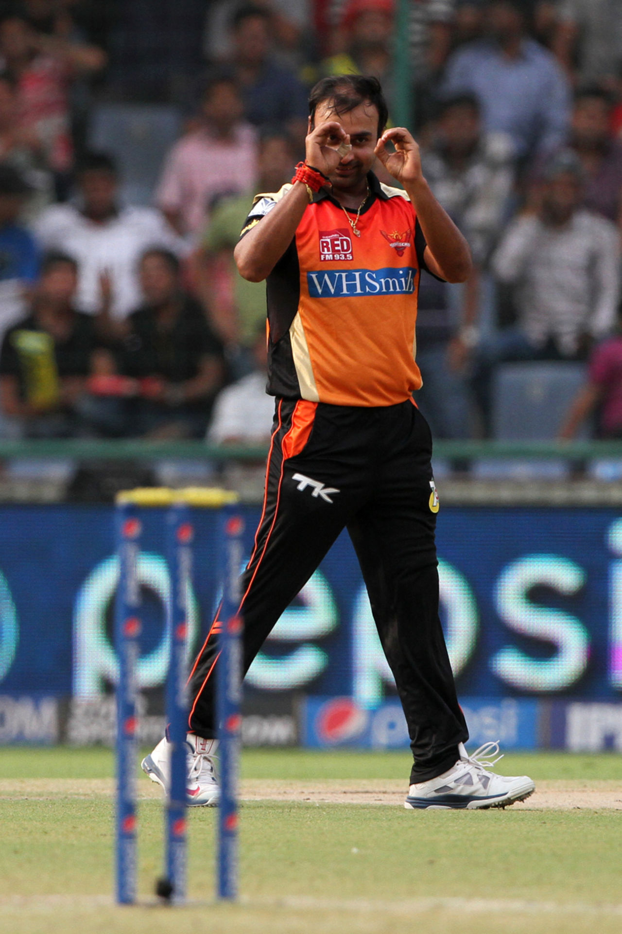 Amit Mishra claimed his 100th IPL wicket after a bit of a wait, Delhi Daredevils v Sunrisers Hyderabad, IPL 2014, Delhi, May 10, 2014