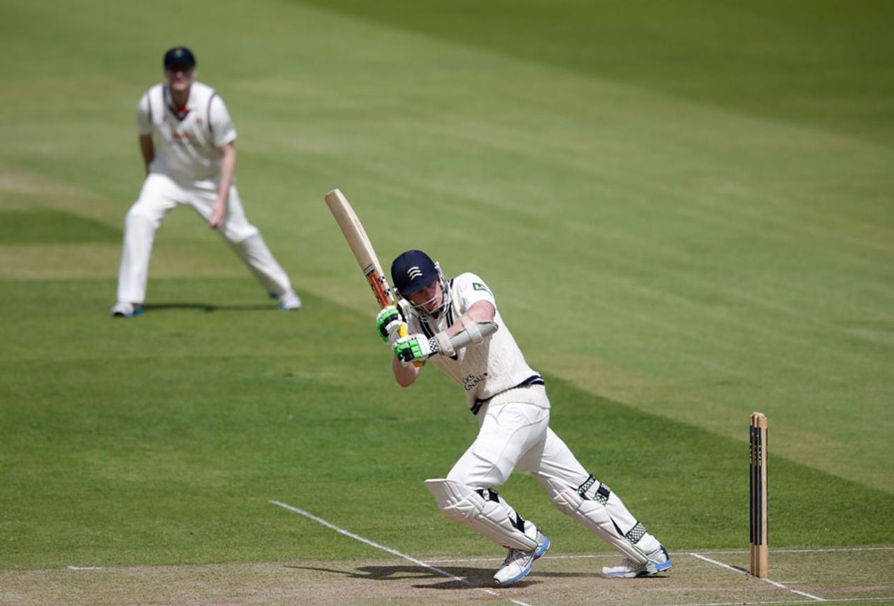 Sam Robson flicks to leg on his way to a half-century, Middlesex v Lancashire, County Championship, Division One, Lord's, 2nd day, May 12, 2014