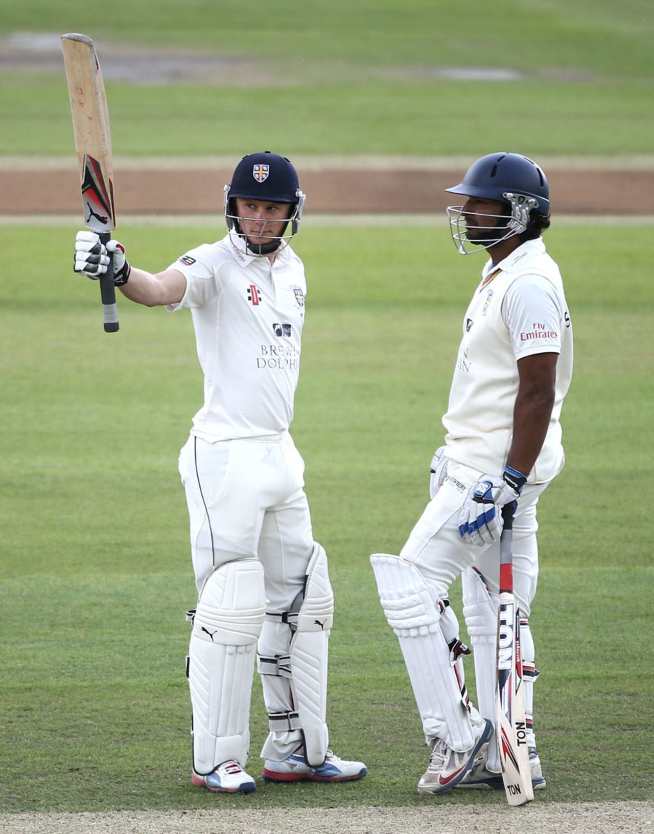 Scott Borthwick reached fifty whilst batting alongside Kumar Sangakkara, Sussex v Durham, County Championship, Division One, Hove, 3rd day, May 13, 2014