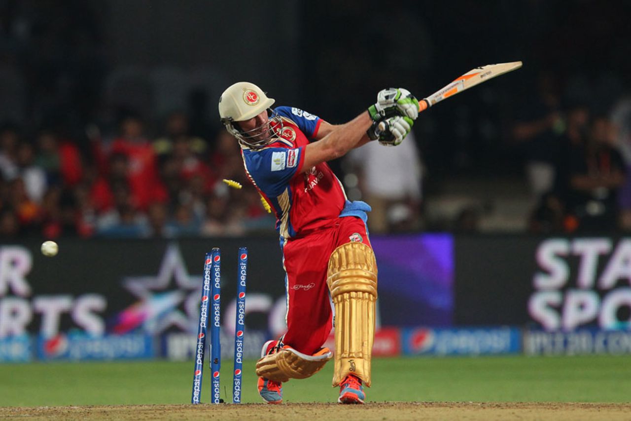 AB de Villiers' stumps were castled by Siddarth Kaul, Royal Challengers Bangalore v Delhi Daredevils, IPL 2014, Bangalore, May 13, 2014
