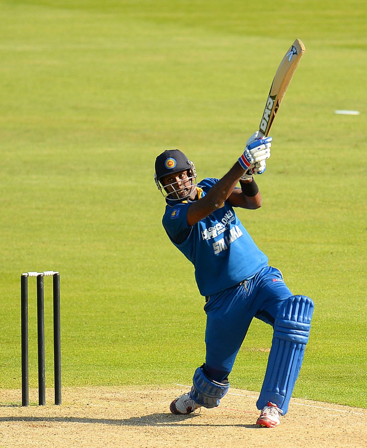 Angelo Mathews launches down the ground, Kent v Sri Lankans, Tour match, Canterbury, May 16, 2014