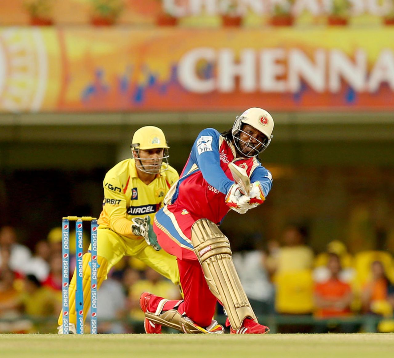 Chris Gayle top-scored for Royal Challengers with 46, Chennai Super Kings v Royal Challengers  Bangalore, IPL 2014, Ranchi, May 18, 2014