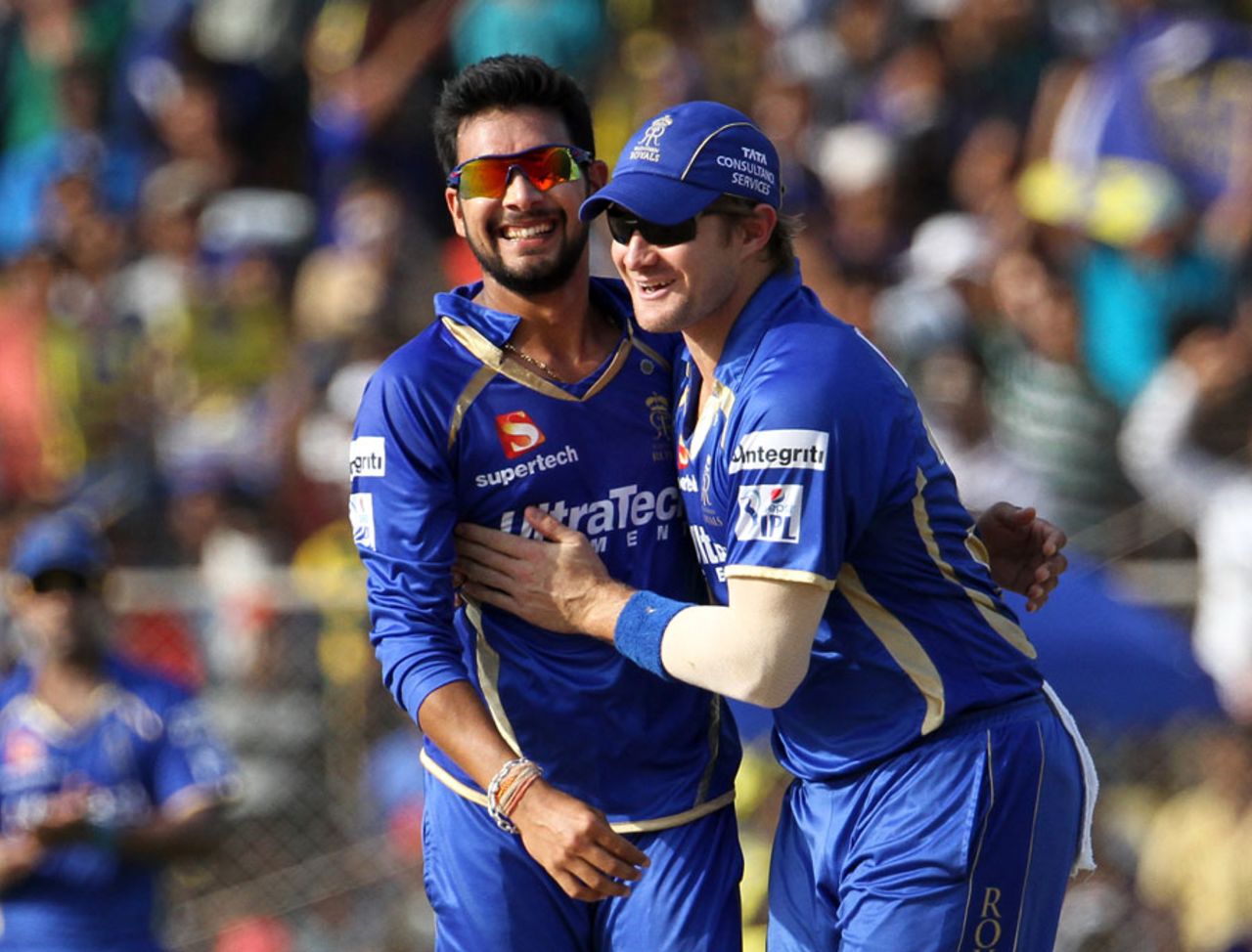 Ankit Sharma picked up two wickets in the 15th over, Rajasthan Royals v Mumbai Indians, IPL 2014, Ahmedabad, May 19, 2014