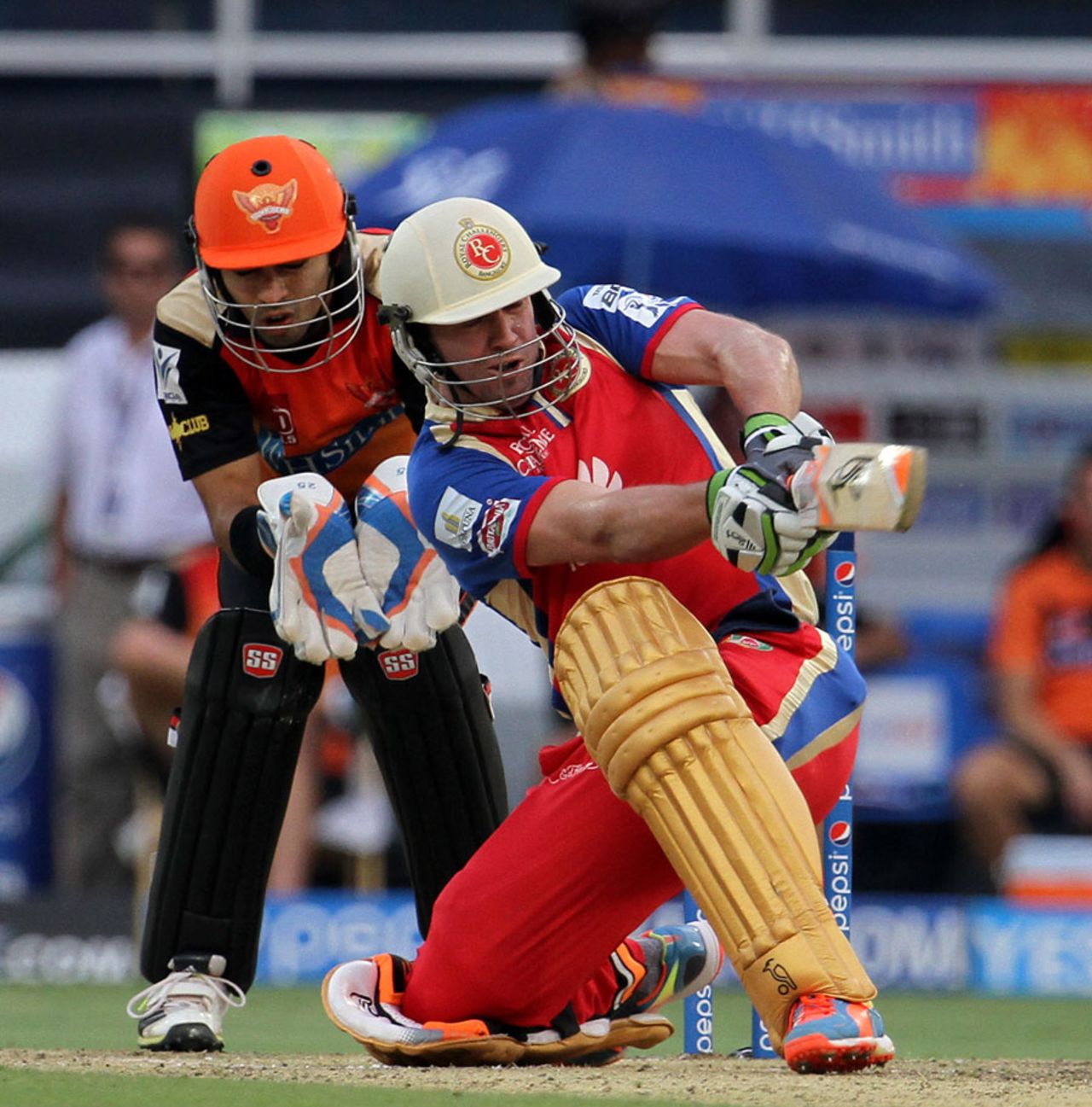 AB de Villiers made a quickfire 29, Sunrisers Hyderabad v Royal Challengers Bangalore, IPL 2014, Hyderabad, May 20, 2014
