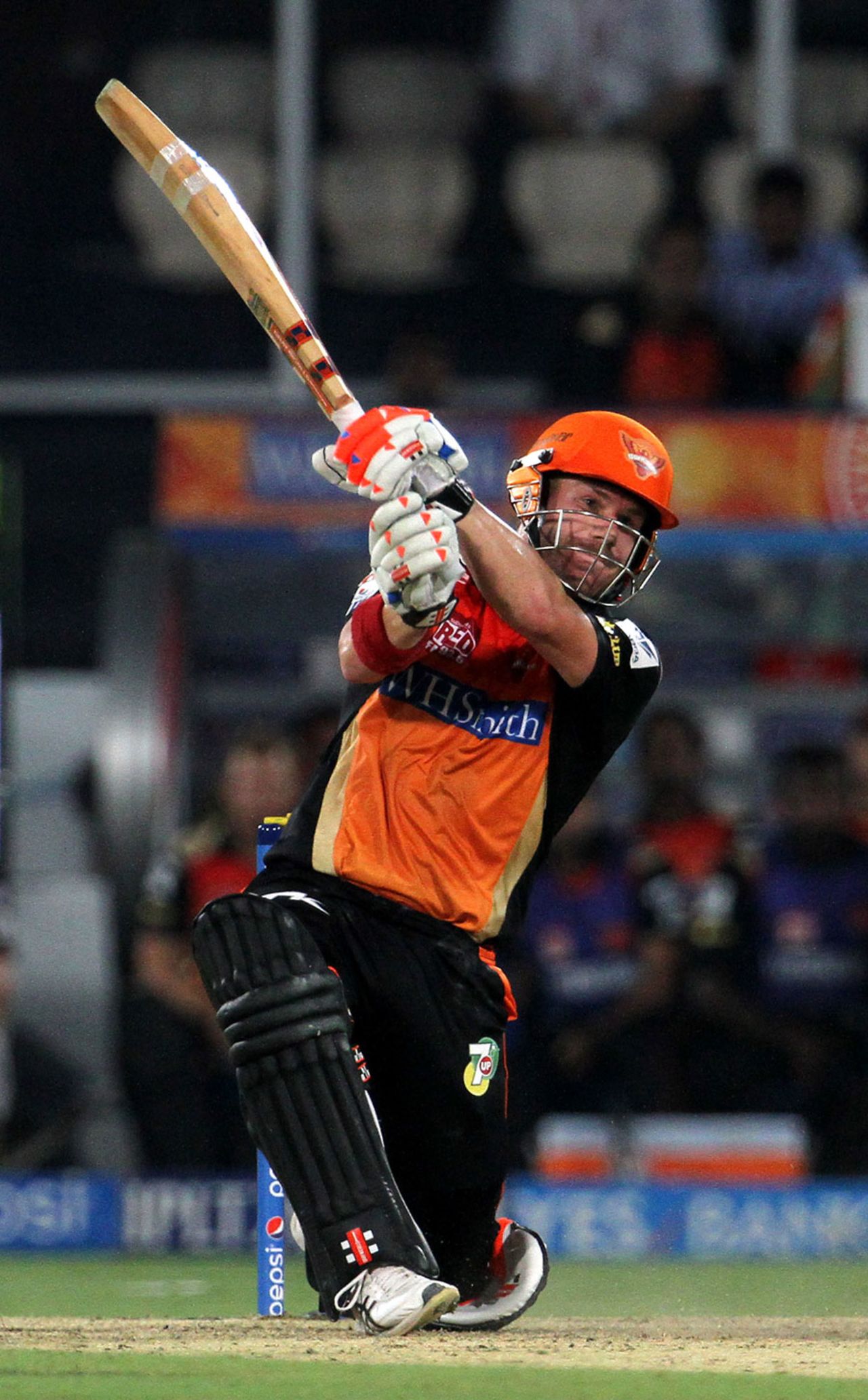 David Warner struck three fours and four sixes in his 59, Sunrisers Hyderabad v Royal Challengers Bangalore, IPL 2014, Hyderabad, May 20, 2014