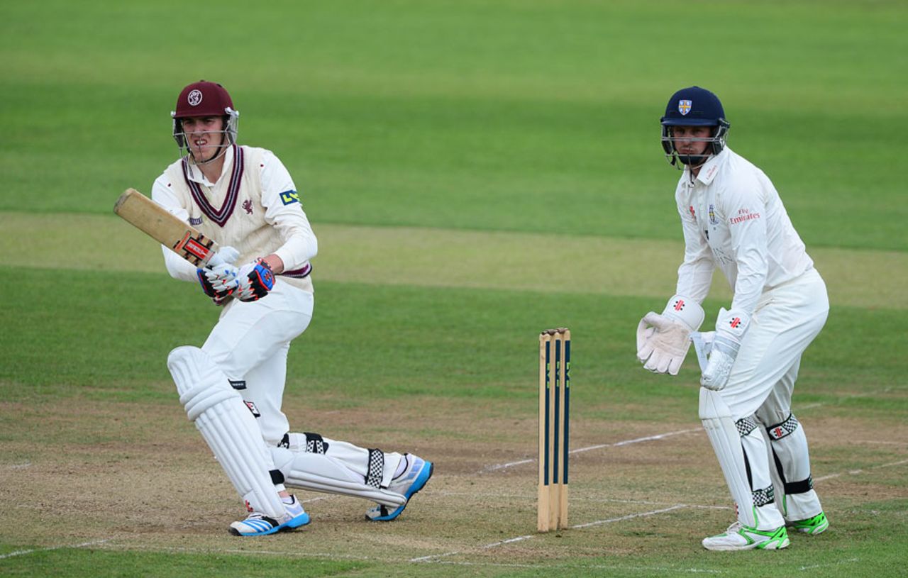 Craig Overton hit an unbeaten 45, Somerset v Durham, County Championship, Division One, Taunton, 2nd day, May 20, 2014