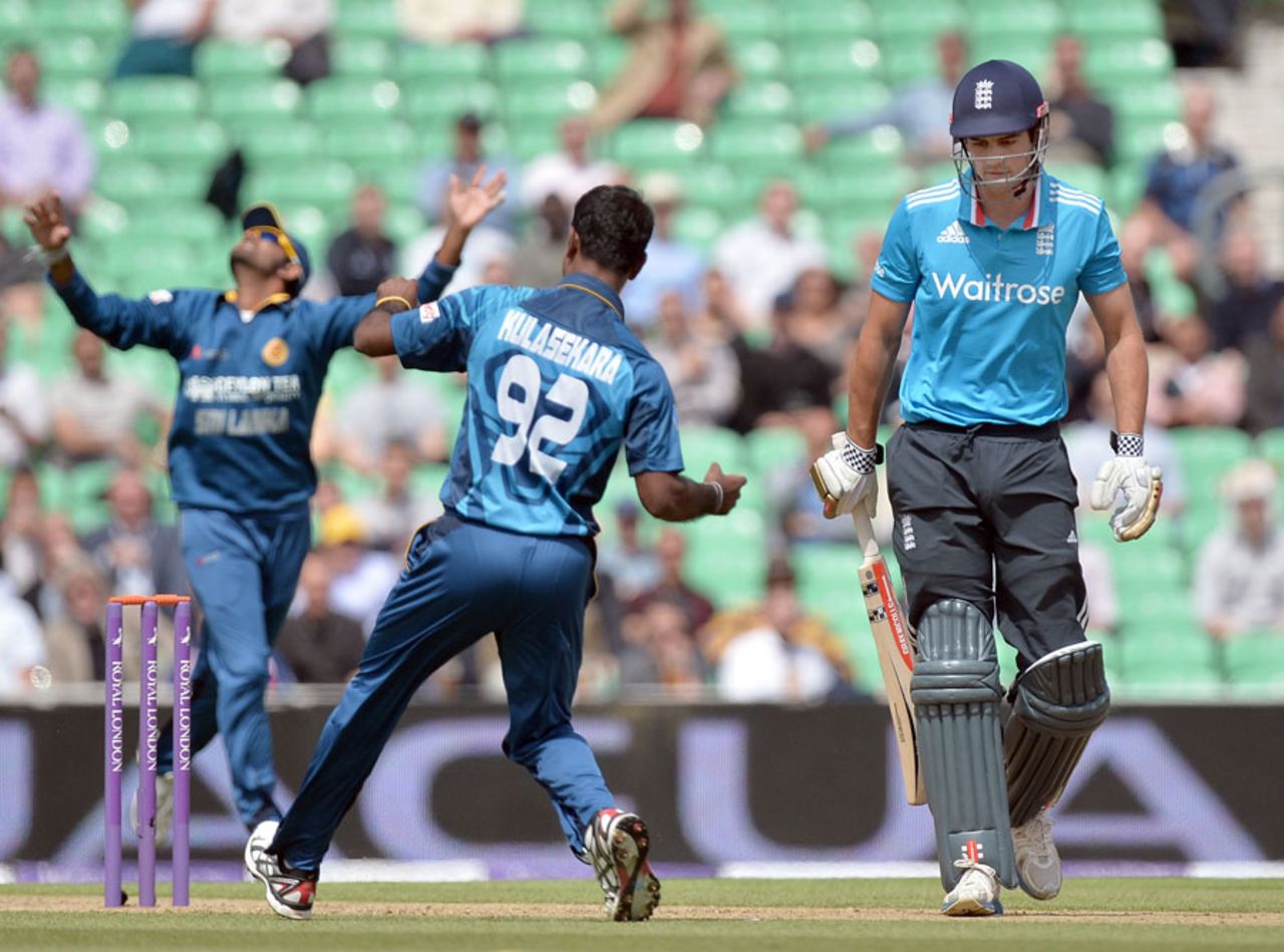 Alastair Cook was caught behind early on, England v Sri Lanka, 1st ODI, The Oval, May 22, 2014