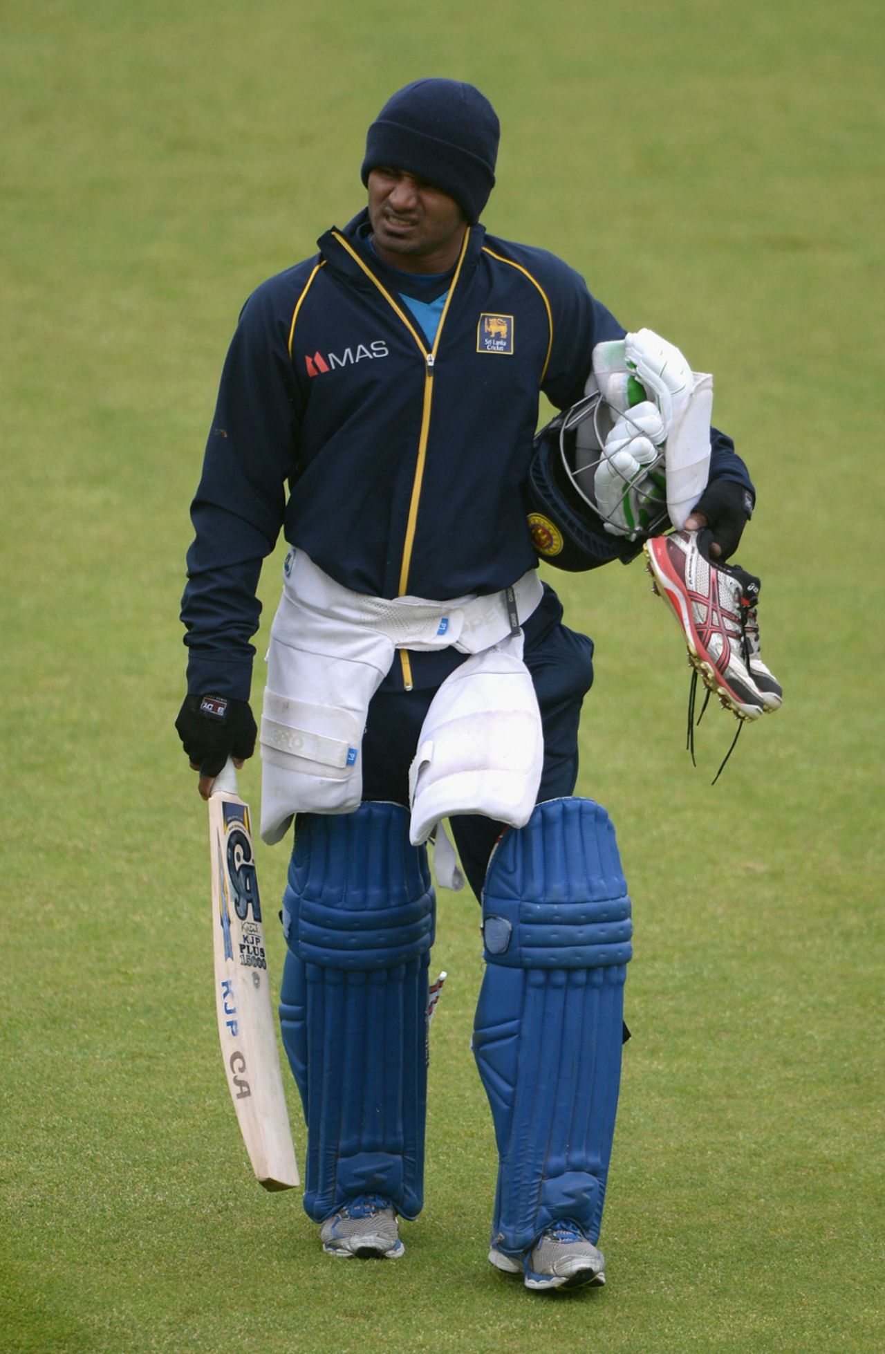 Kusal Perera needed a few layers at training, Chester-le-Street, May 24, 2014