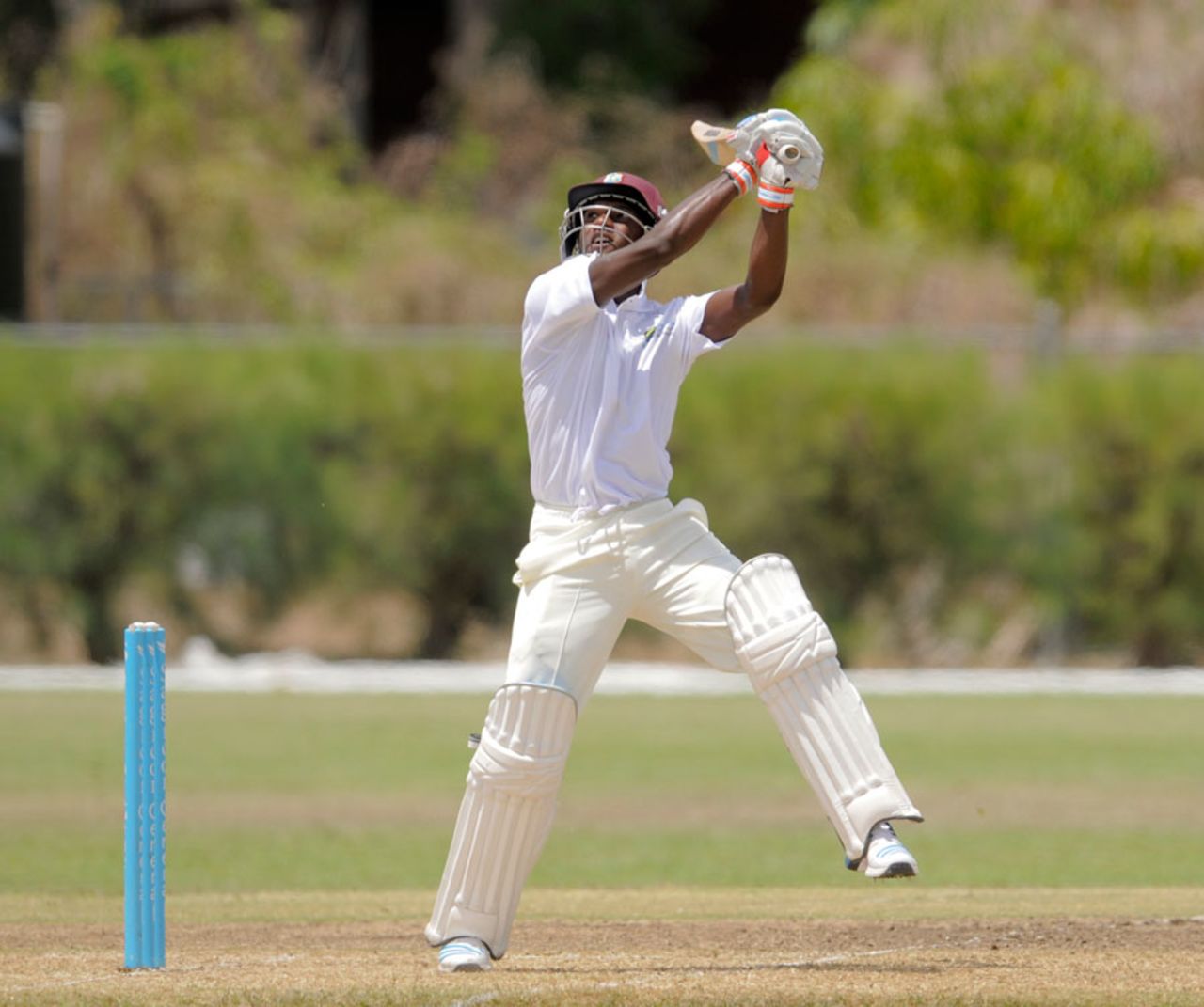 Jermaine Blackwood upper cuts during his 140, Sagicor HPC v Bangladesh A, Barbados, 1st day, May 26, 2014