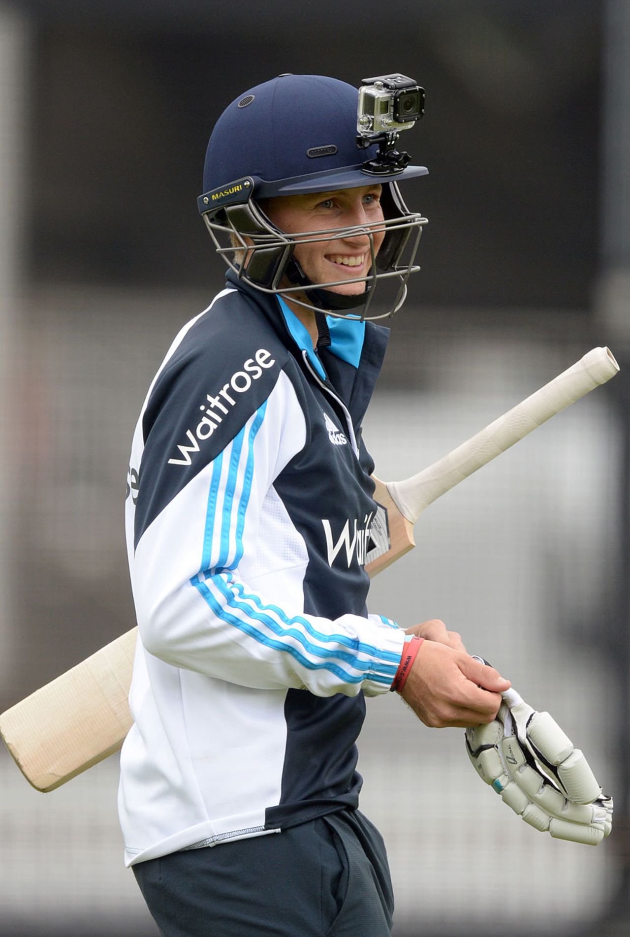 Anyone want a picture? Joe Root nets with a helmet camera on, Lord's, May 30, 2014