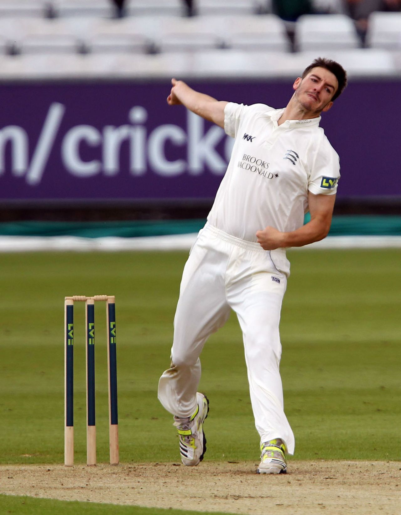 Toby Roland-Jones removed Keaton Jennings early, Durham v Middlesex, County Championship, Division One, Chester-le-Street, 1st day, June 1, 2014