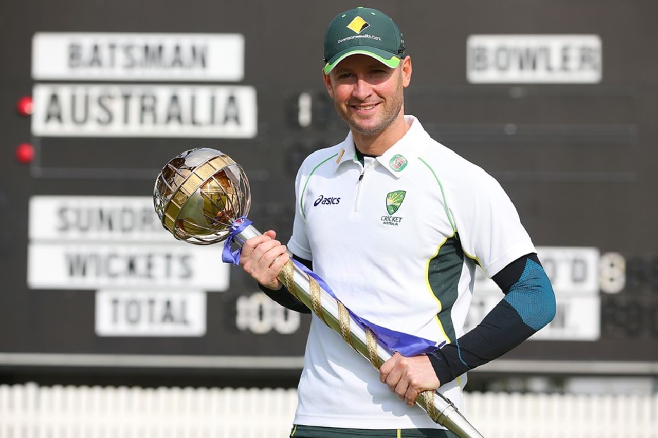 Michael Clarke with the ICC's Test mace, Brisbane, June 4, 2014