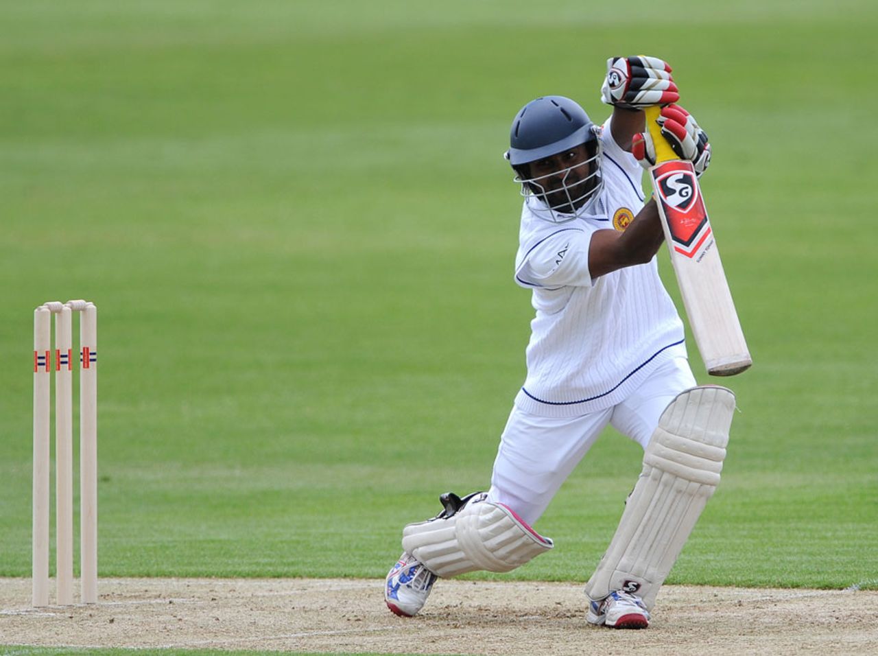 Kaushal Silva pushed into the off side, Northamptonshire v Sri Lankans, Tour Match, Wantage Road, 1st day, June 5, 2014