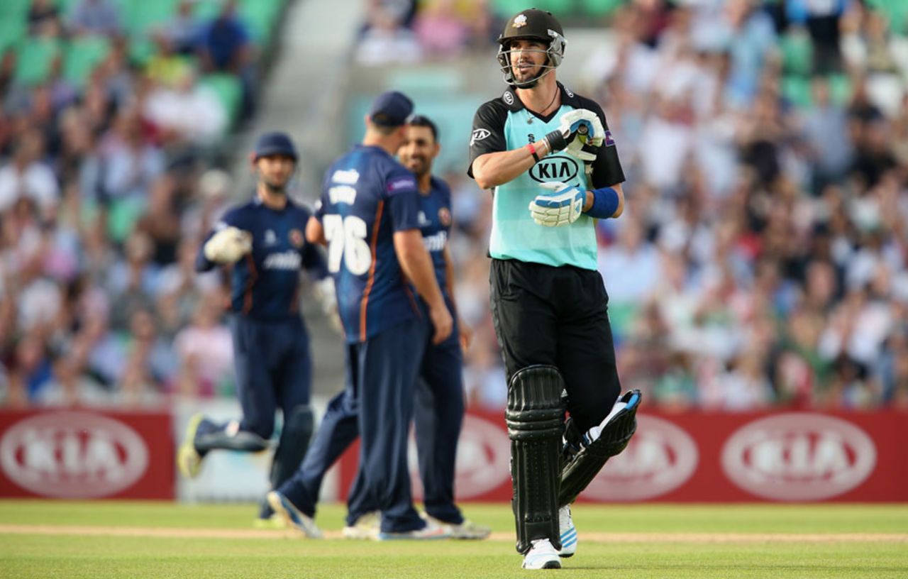 Kevin Pietersen made only 5 on his return to cricket in England, Surrey v Essex, NatWest T20 Blast, The Oval, June 6, 2014