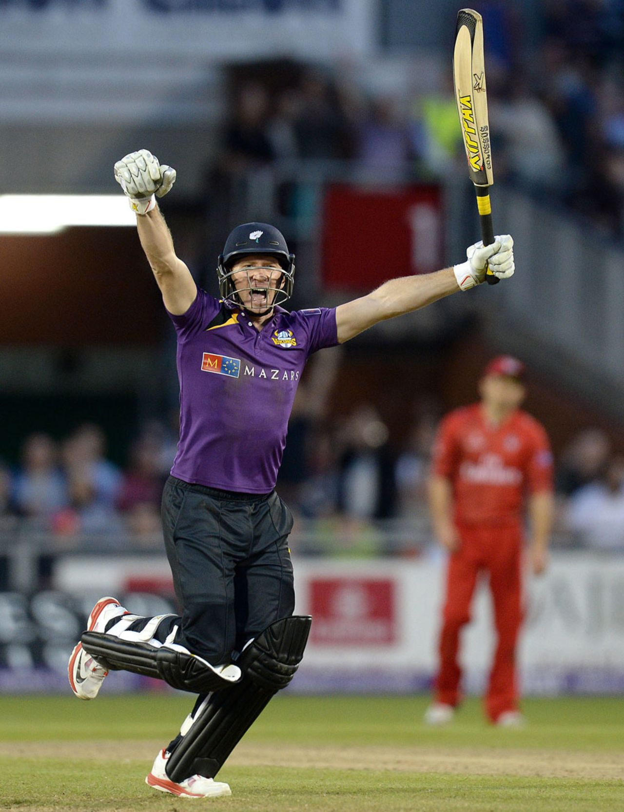 Rich Pyrah celebrates his winning six, Surrey v Essex, NatWest T20 Blast, The Oval, June 6, 2014