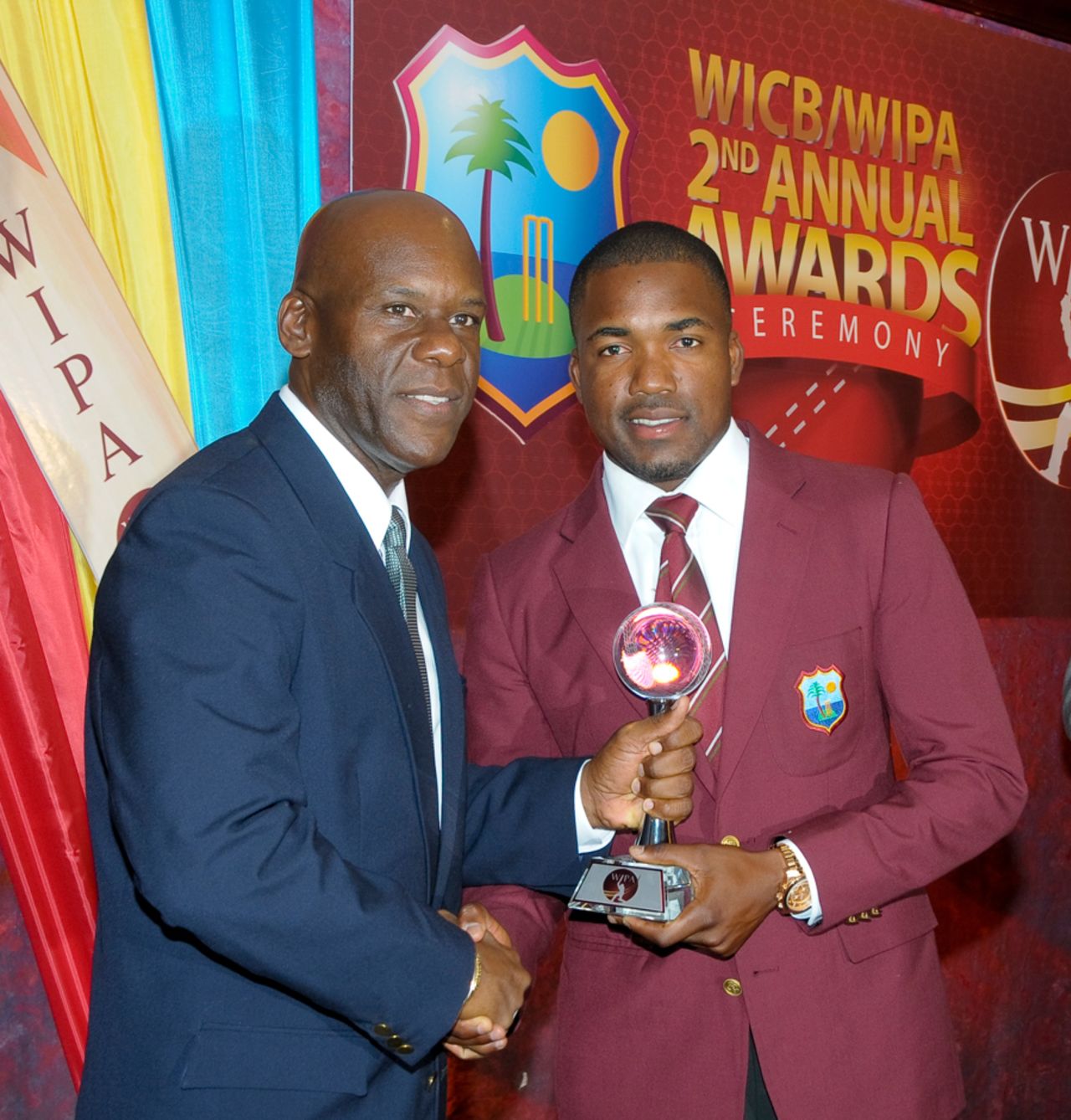 Darren Bravo collects his Player of the Year Award, Kingston, June 6, 2014