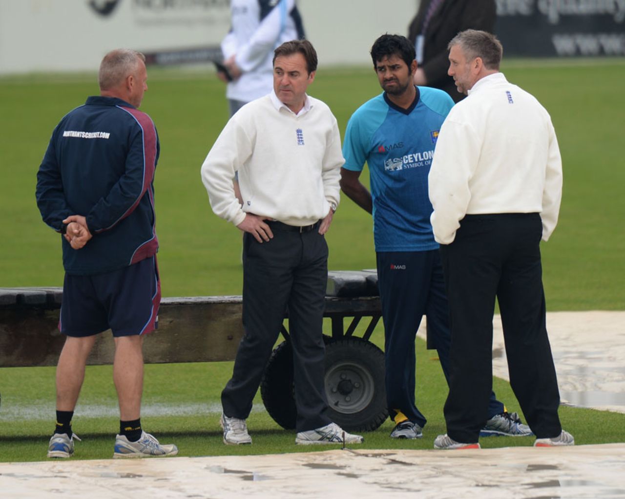 Play was abandoned after conversations between umpires, captains and groundstaff, Northamptonshire v Sri Lankans, Tour match, Wantage Road, 3rd day, June 7, 2014