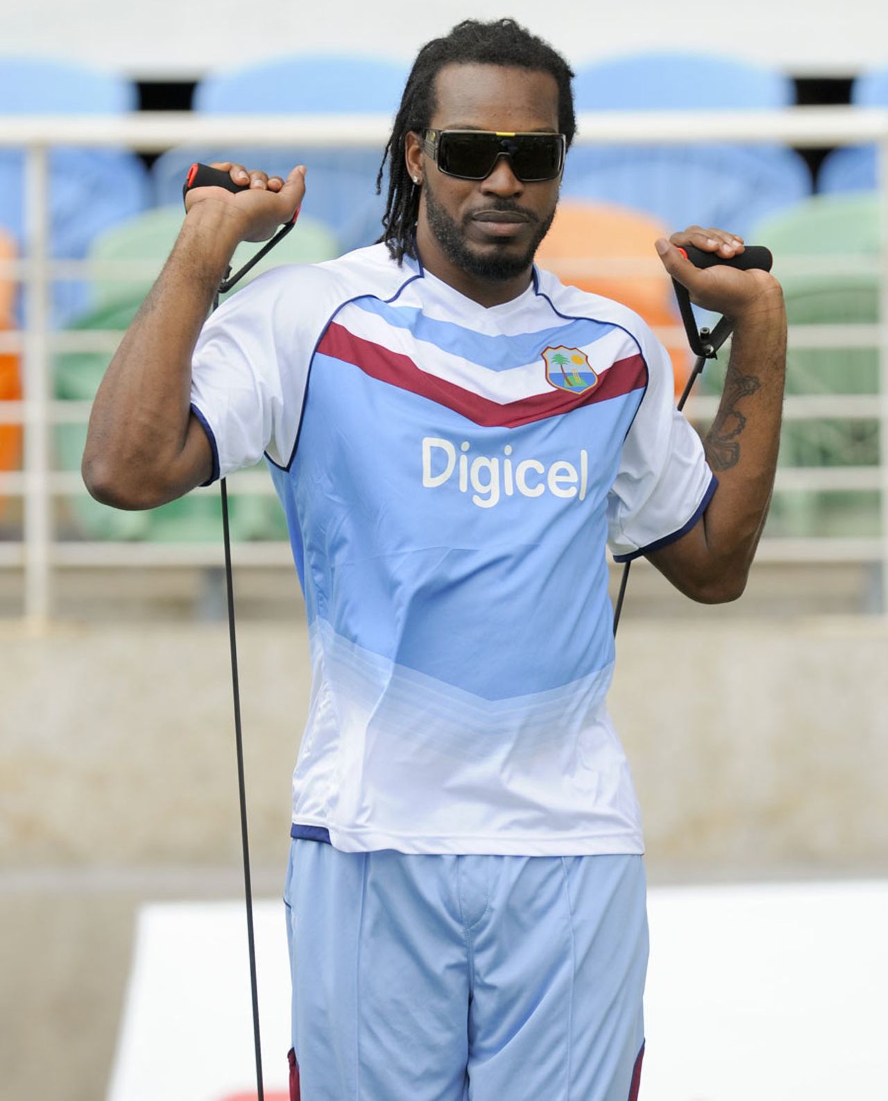 Chris Gayle trains ahead of his 100th Test, Kingston, June 8, 2014