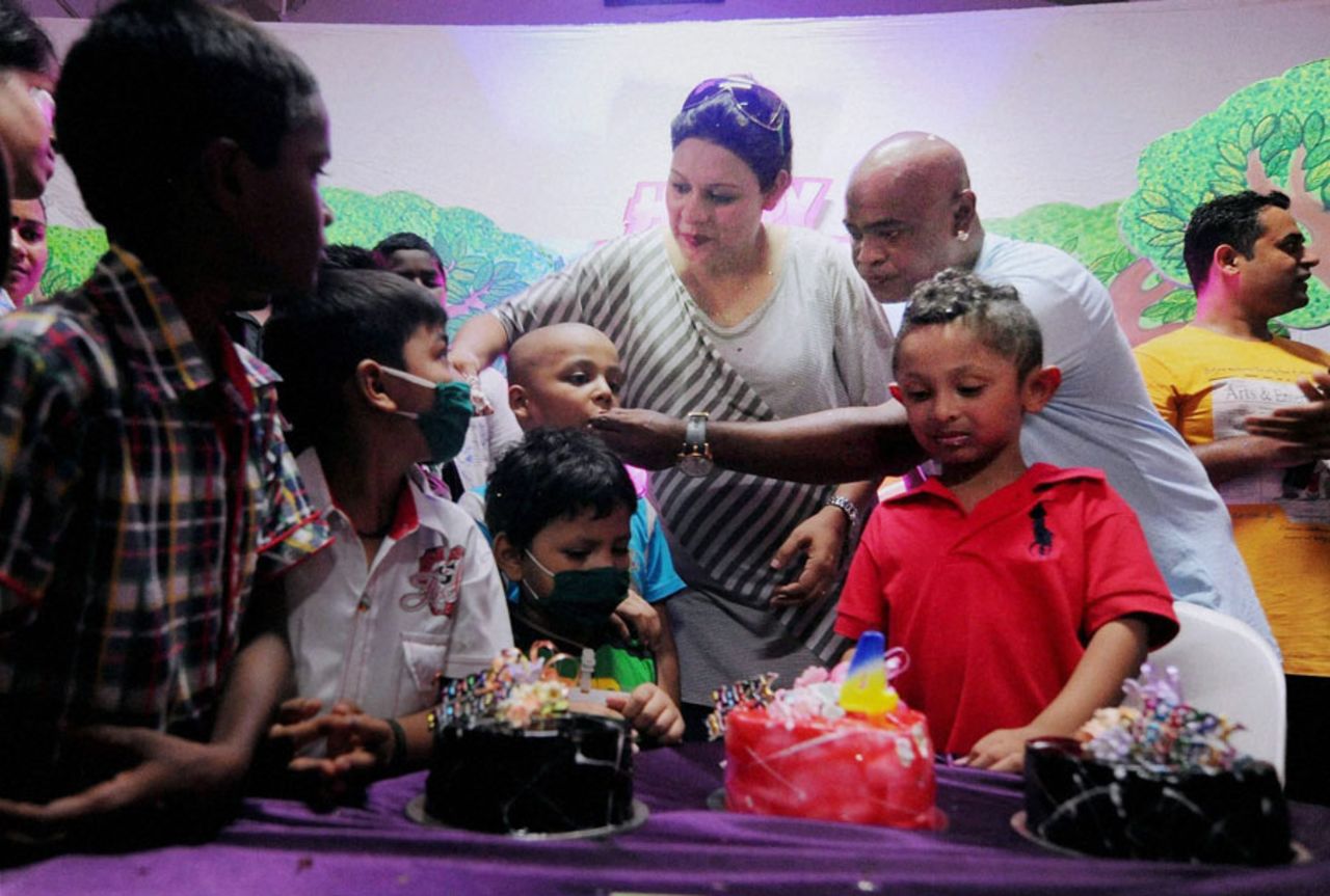 Vinod Kambli celebrates his son Jesus' birthday with cancer-affected children, Mumbai, June 8, 2014
