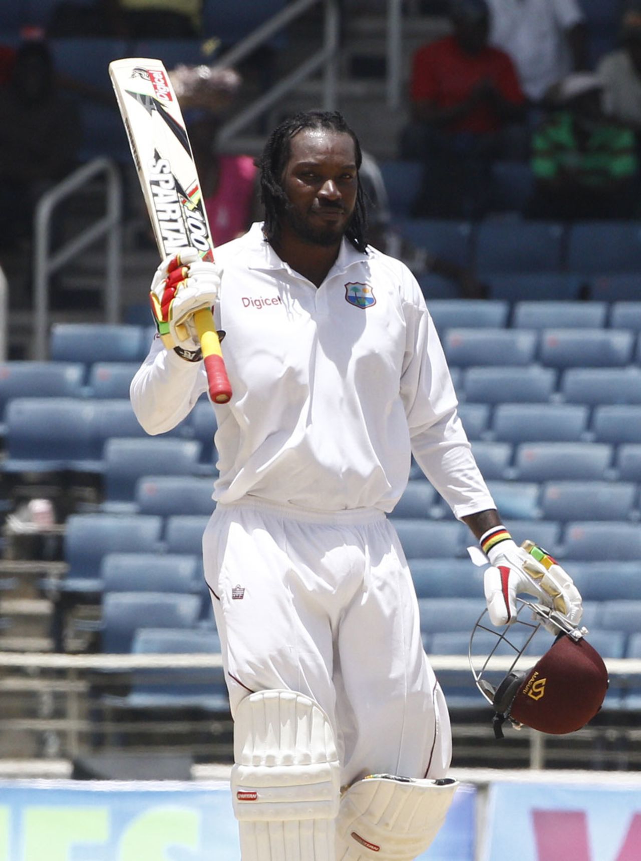 Chris Gayle made 64 in his 100th Test, West Indies v New Zealand, 1st Test, Kingston, 3rd day, June 10, 2014