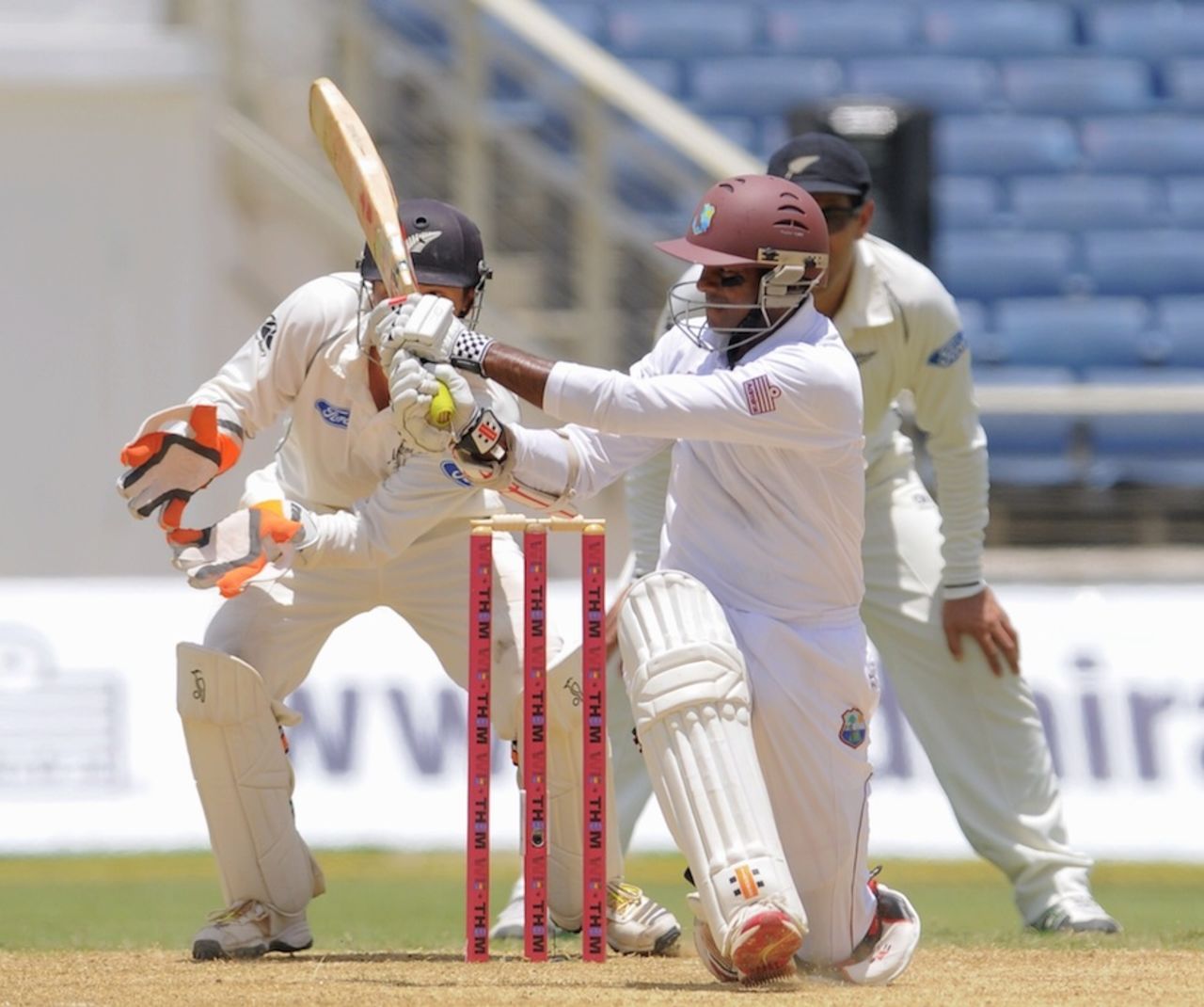 Shivnarine Chanderpaul slog sweeps, West Indies v New Zealand, 1st Test, Kingston, 3rd day, June 10, 2014