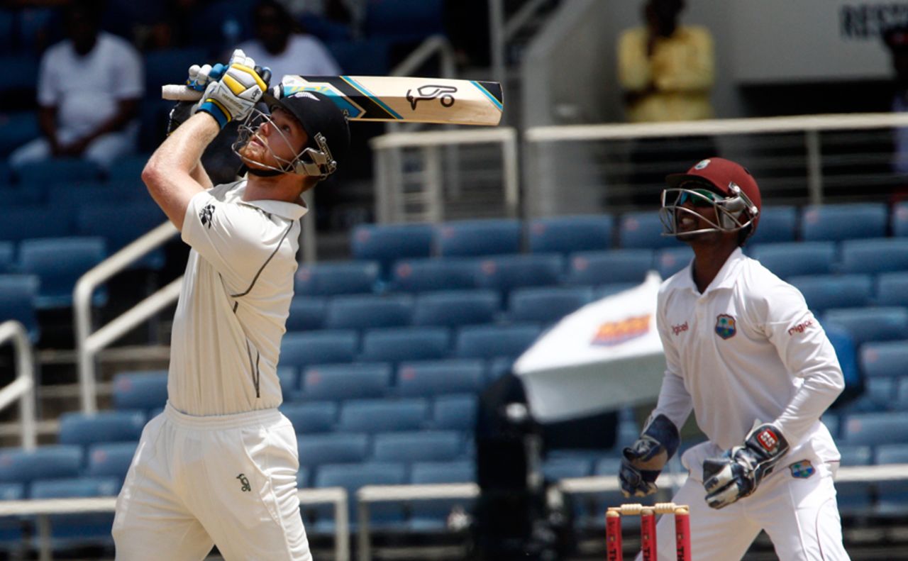 Jimmy Neesham skies the ball, West Indies v New Zealand, 1st Test, Kingston, 4th day, June 11, 2014