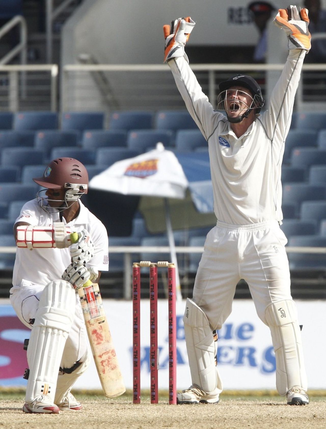 Shivnarine Chanderpaul was out padding up to Ish Sodhi, West Indies v New Zealand, 1st Test, Kingston, 4th day, June 11, 2014