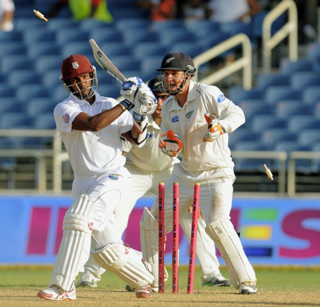 Denesh Ramdin was bowled for 34, West Indies v New Zealand, 1st Test, Jamaica, 4th day, June 11, 2014