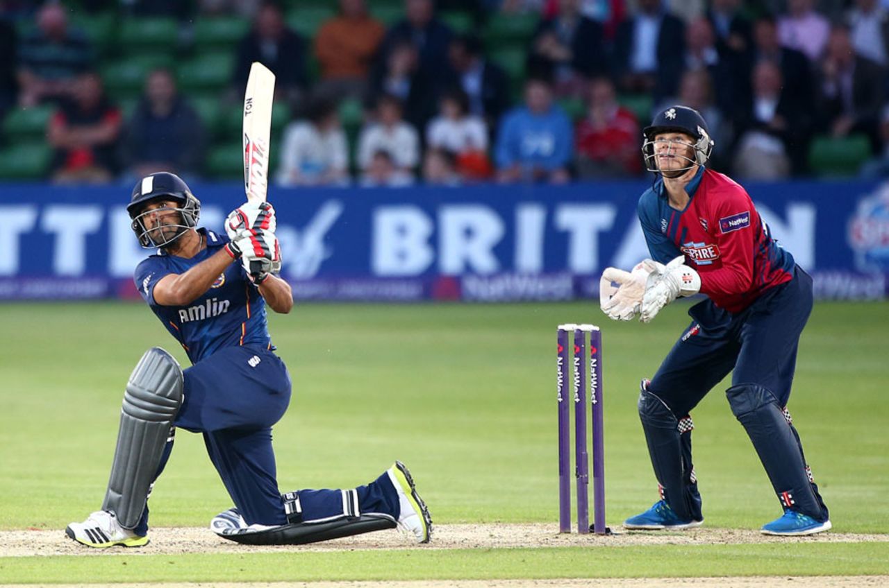 Ravi Bopara slog sweeps during his brisk innings, Kent v Essex, NatWest T20 Blast, South Division, Canterbury, June 11, 2014