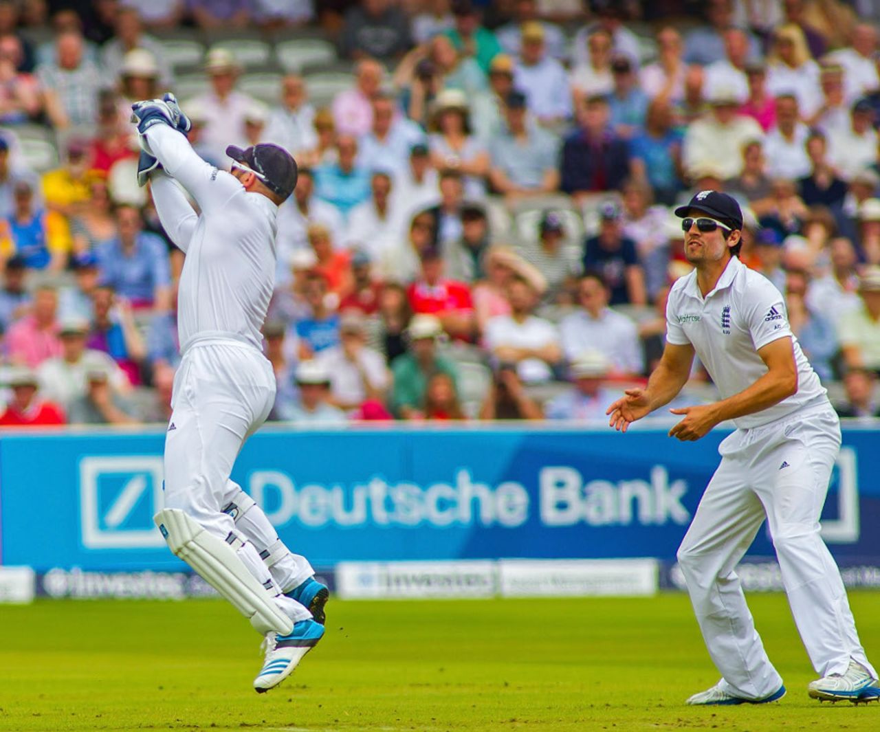 Matt Prior jumps to take the catch to remove Kaushal Silva, England v Sri Lanka, 1st Investec Test, Lord's, 3rd day, June 14, 2014