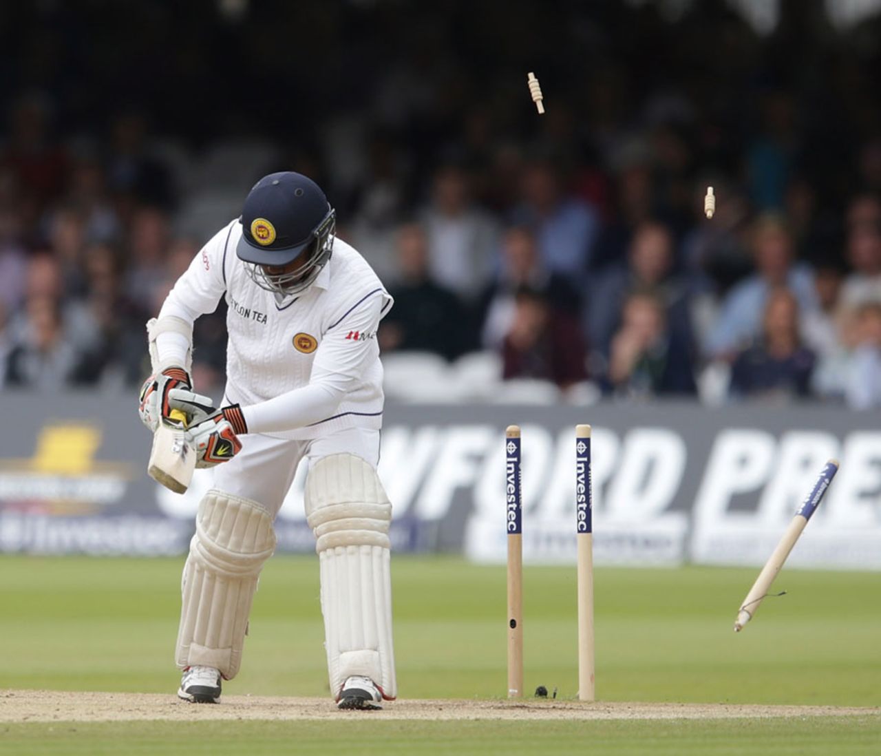 Rangana Herath's stumps were splayed by James Anderson, England v Sri Lanka, 1st Investec Test, Lord's, 4th day, June 15, 2014