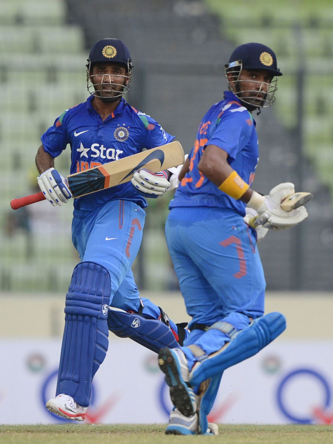 Ajinkya Rahane and Robin Uthappa provided a solid start to India's chase, Bangladesh v India, 1st ODI, Mirpur, June 15, 2014