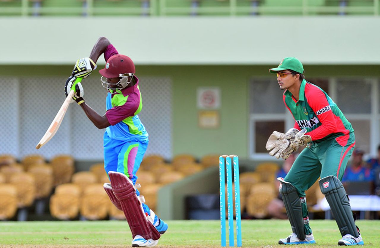 Jonathan Carter plays a punch off the back foot, Sagicor HPC v Bangladesh A, 2nd T20, Barbados, June 15, 2014