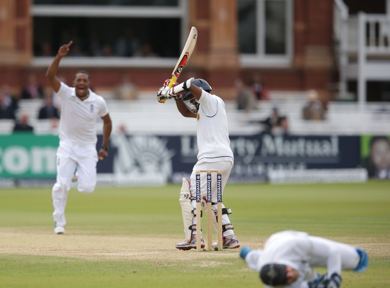 Kaushal Silva was caught down the leg side after a review, England v Sri Lanka, 1st Investec Test, Lord's, 5th day, June 16, 2014