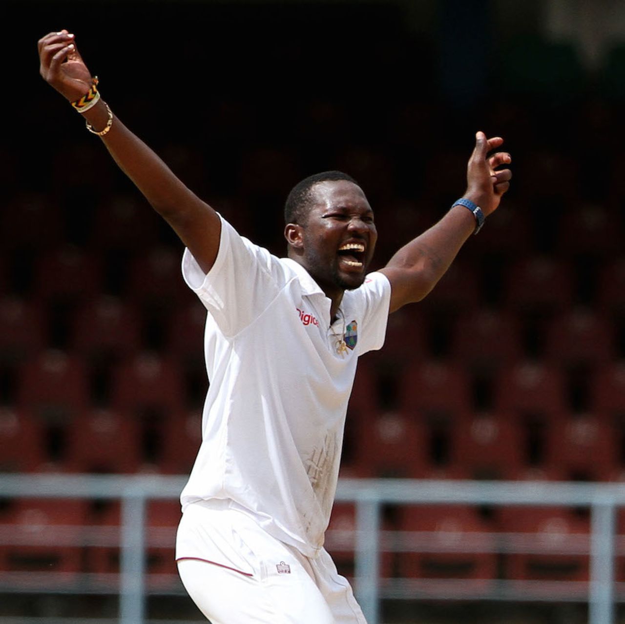 Sulieman Benn appeals for an lbw chance, West Indies v New Zealand, 2nd Test, Trinidad, 1st day, June 16, 2014