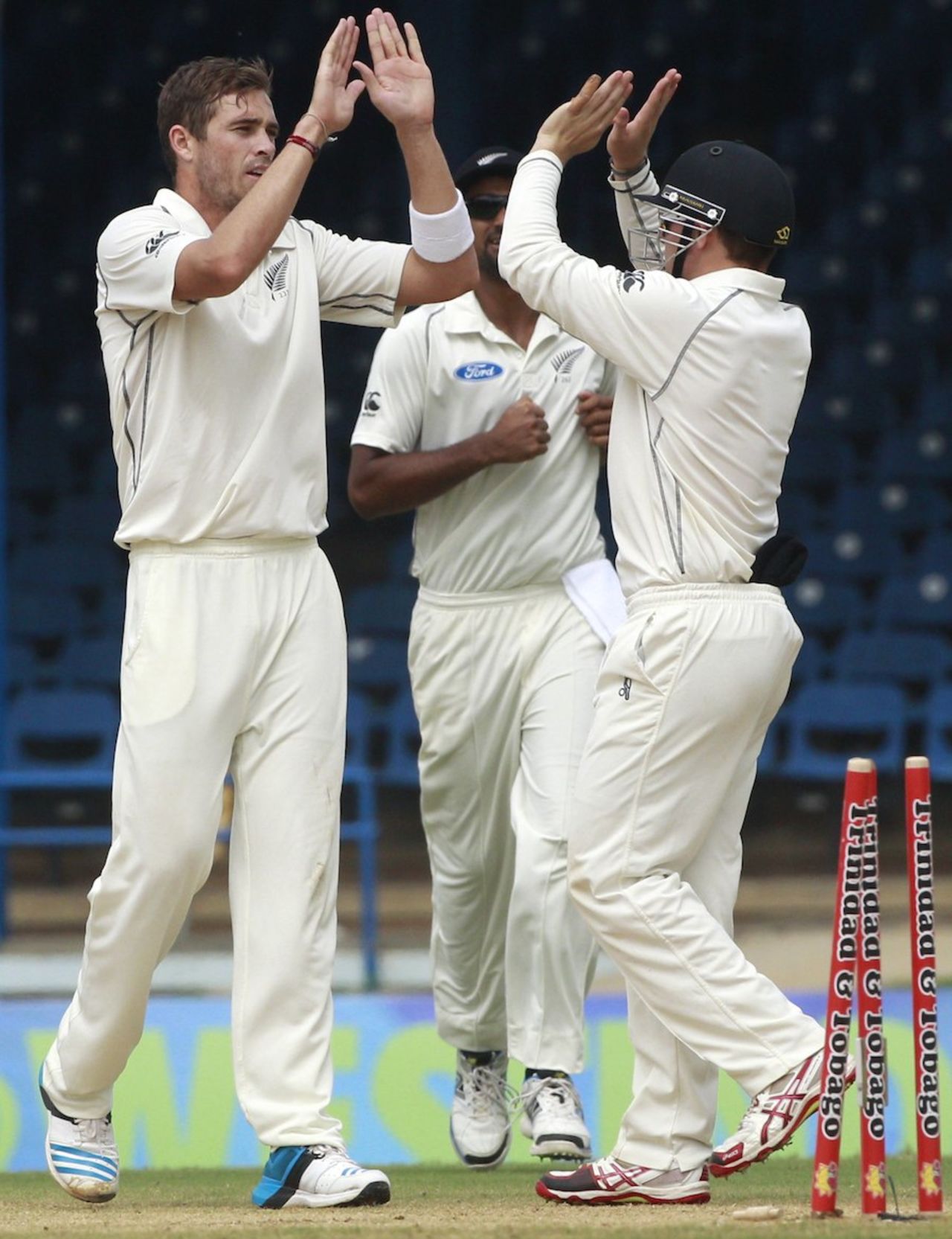 Tim Southee celebrates Suliemann Benn's wicket, West Indies v New Zealand, 2nd Test, Trinidad, 2nd day, June 17, 2014