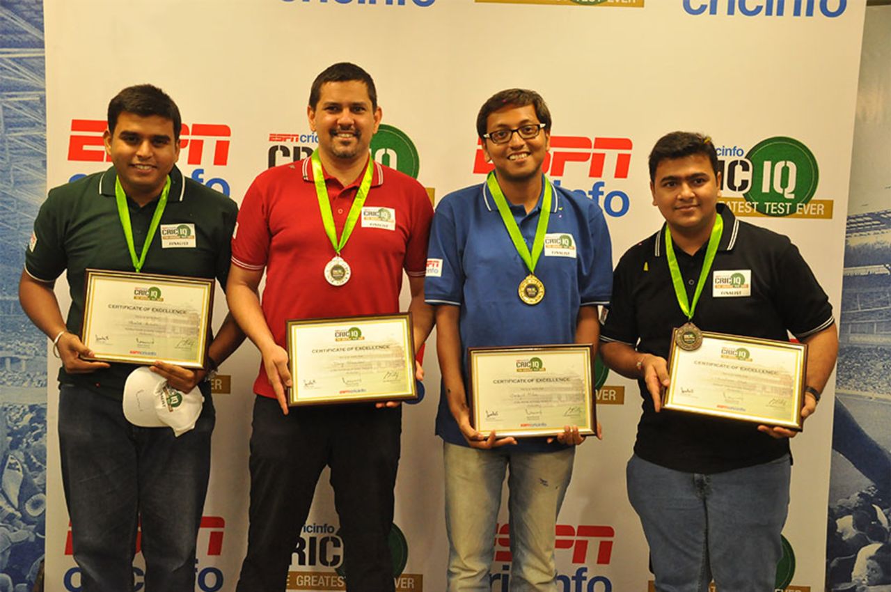 Manish Achuth, Danny Bhandari, Sarbajit Mitra and Shasheen Shah after the hotly contested CricIQ final
