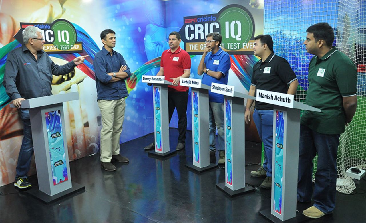 Joy Bhattacharjya introduces the CricIQ finalists to Rahul Dravid