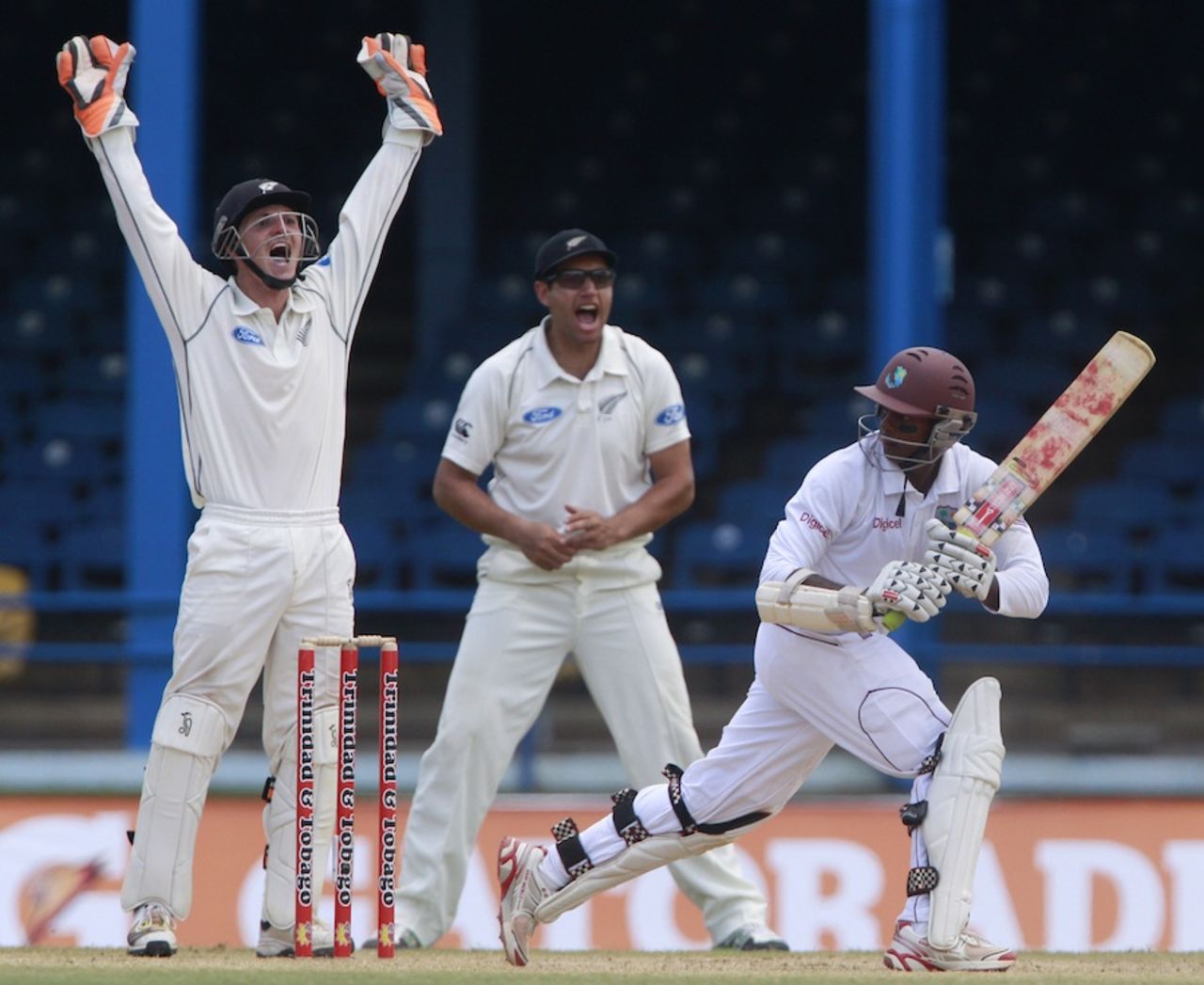 Shivnarine Chanderpaul was lbw padding up, West Indies v New Zealand, 2nd Test, Trinidad, 3rd day, June 18, 2014