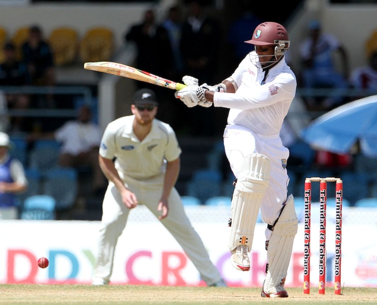 Shivnarine Chanderpaul plays the pull, West Indies v New Zealand, 2nd Test, Trinidad, 3rd day, June 18, 2014