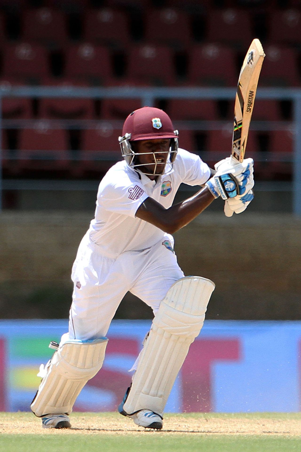 Jermaine Blackwood on his way to a half-century on debut, West Indies v New Zealand, 2nd Test, Trinidad, 3rd day, June 18, 2014