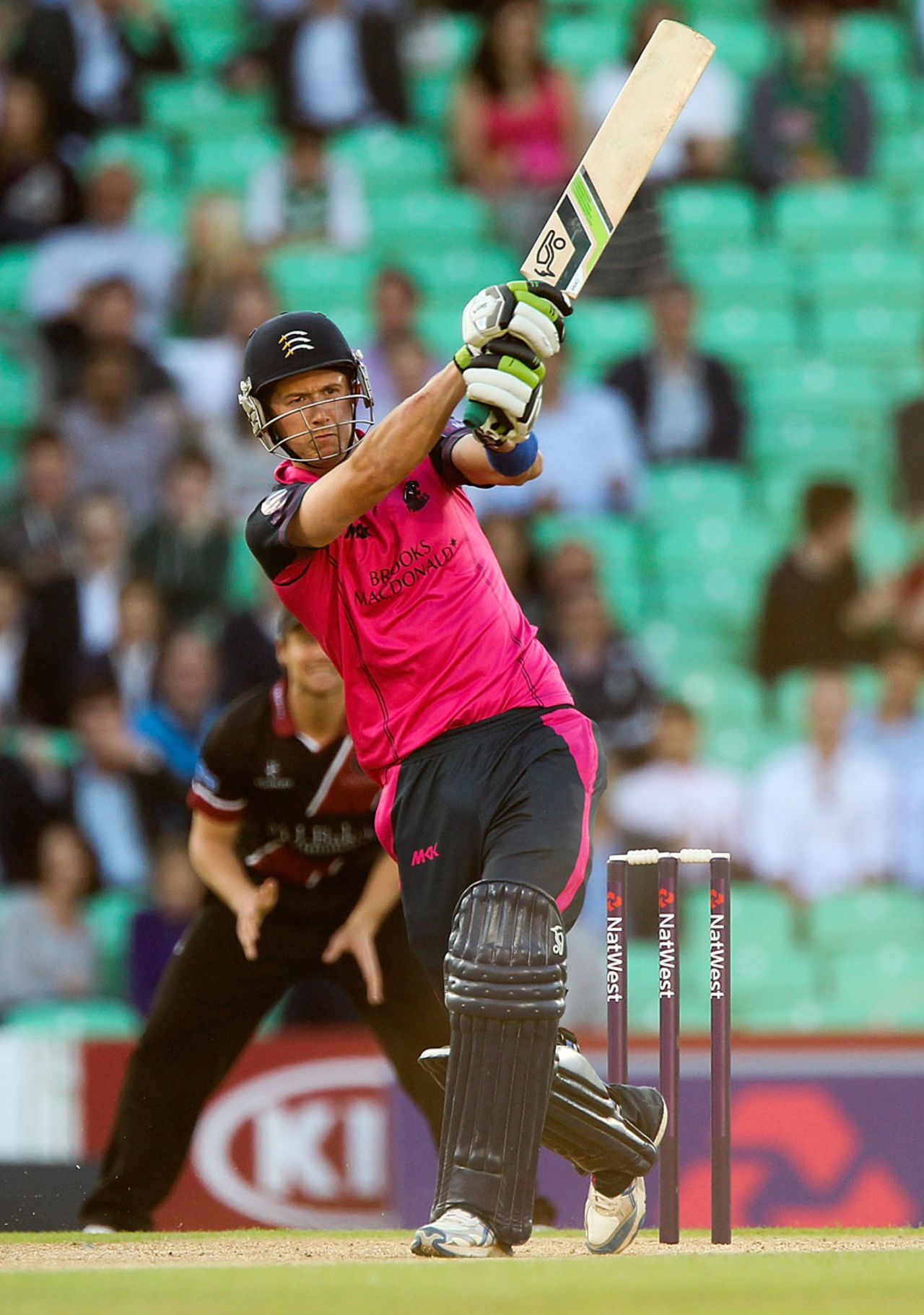 Joe Denly hit an unbeaten 98 in Middlesex's chase, Middlesex v Somerset, NatWest T20 Blast, The Oval, June 18, 2014