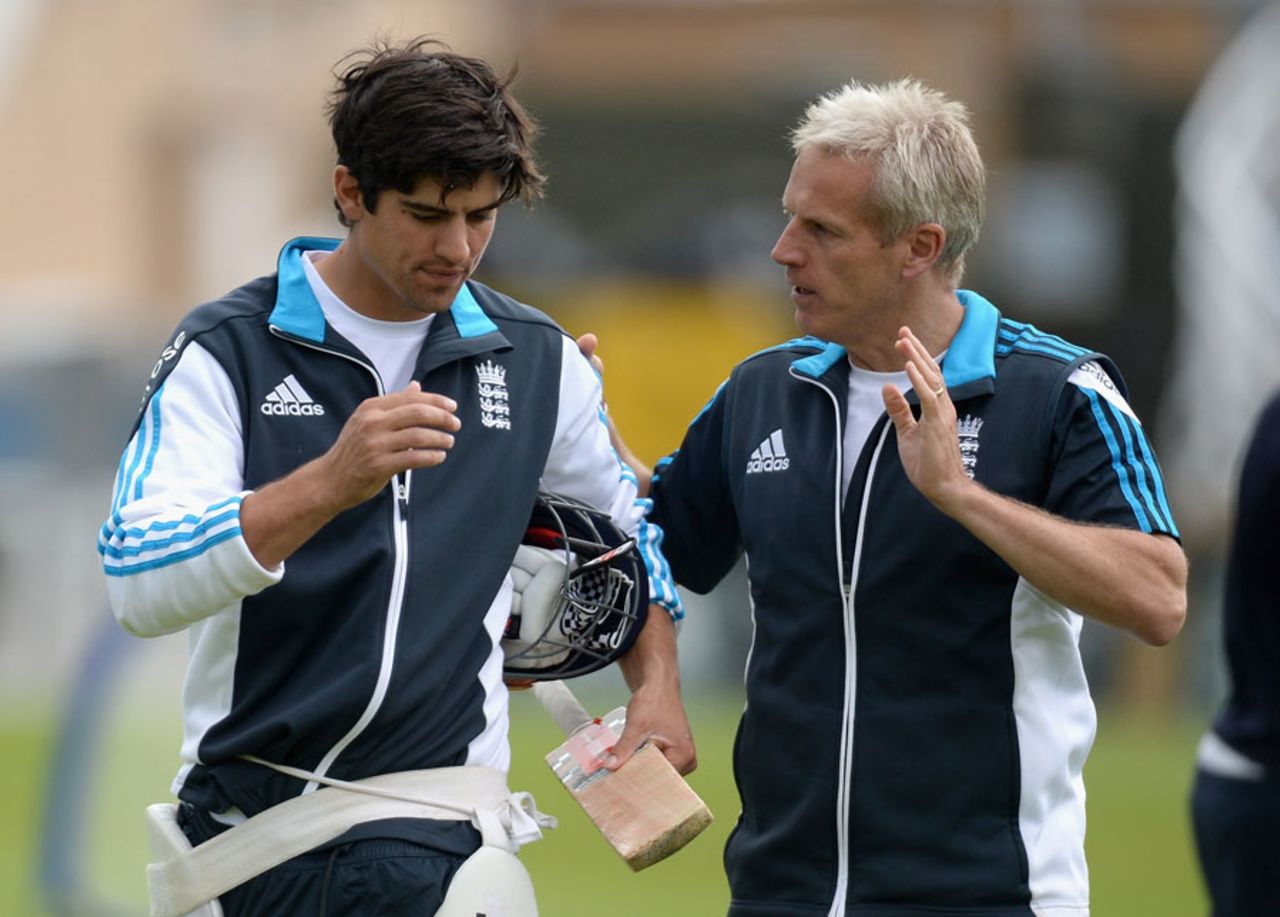 Alastair Cook and Peter Moores talk shop, Headingley, June 19, 2014